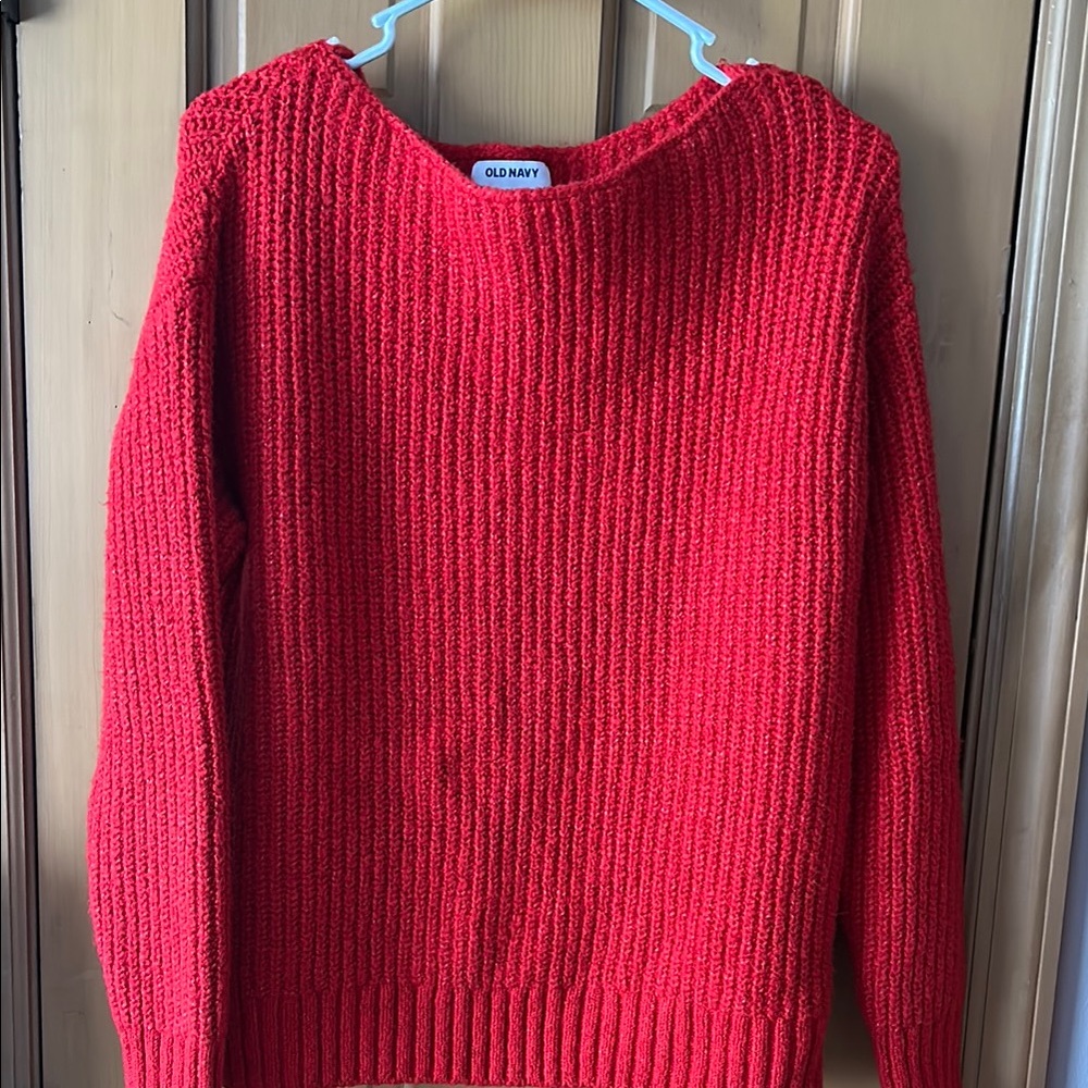 Old Navy Red Crew Neck Sweater with Relaxed Fit